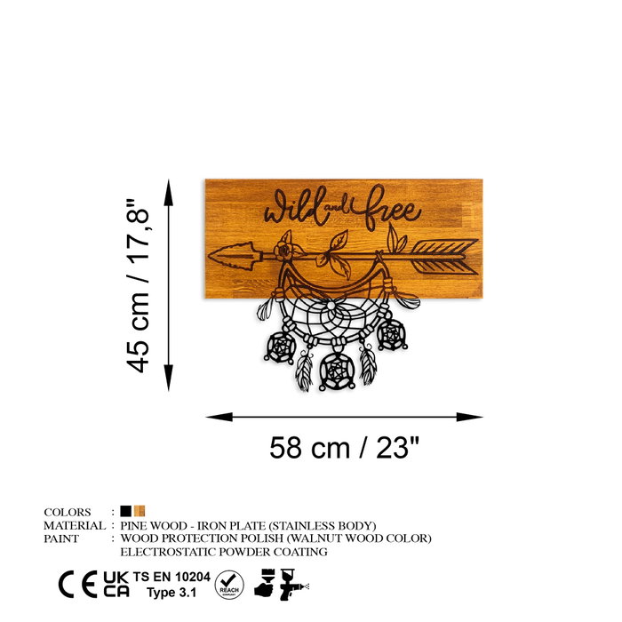 Wallity Wild and Free Escultura de pared de madera y metal Nogal y negro